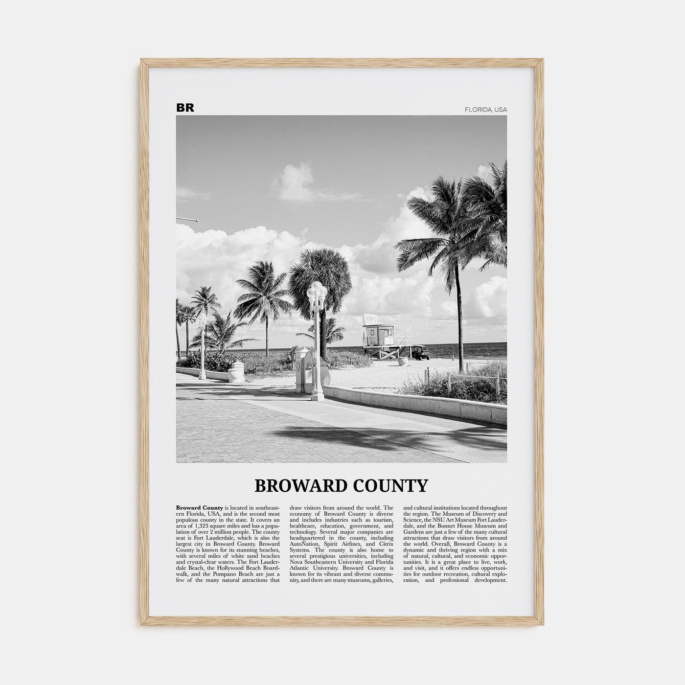 Broward County Travel B&W Poster