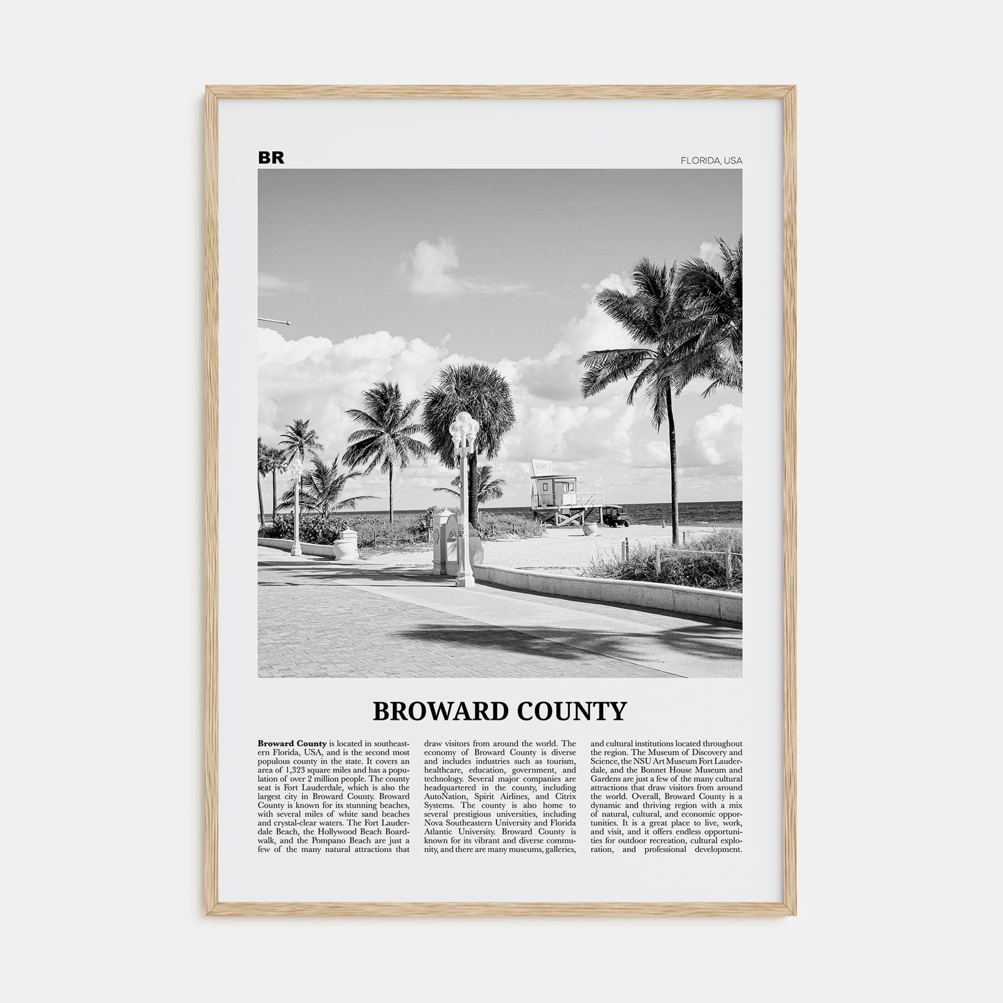 Broward County Travel B&W Poster