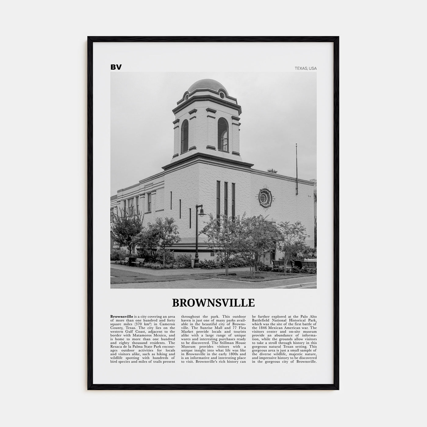 Brownsville Travel B&W Poster