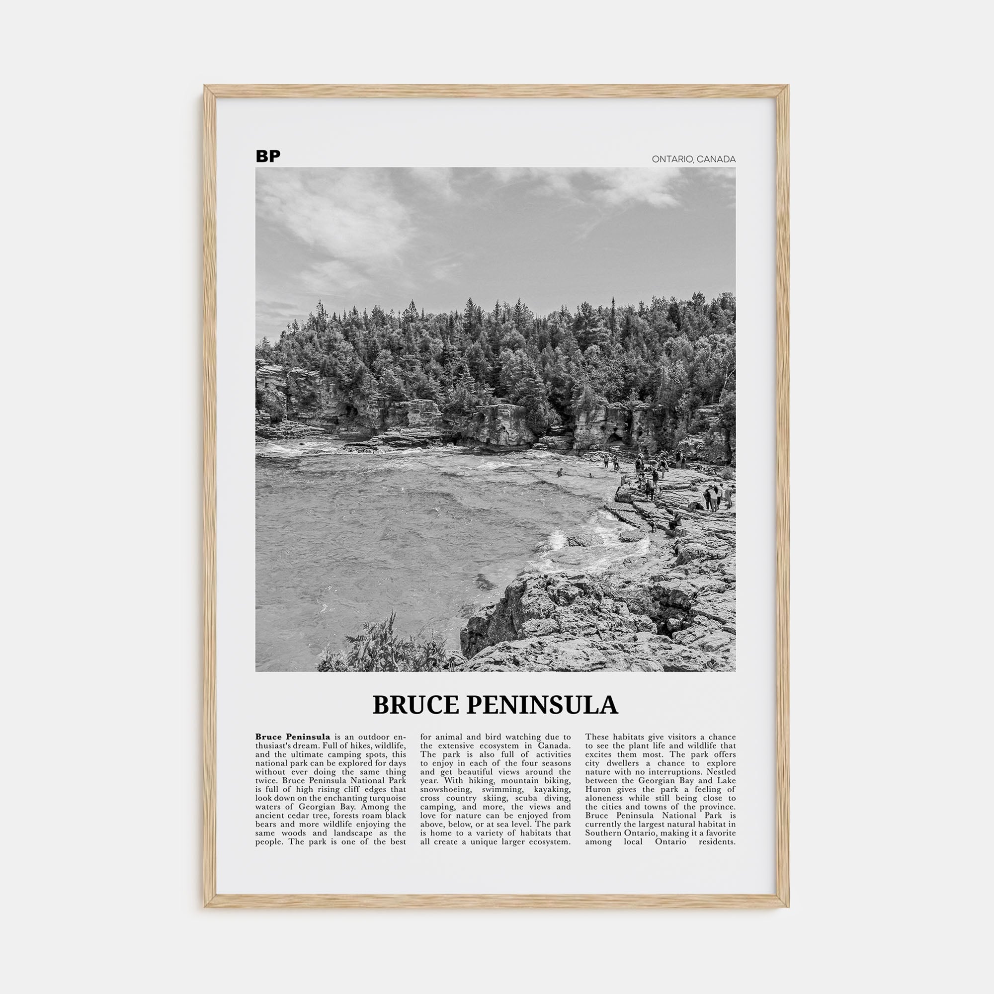 Bruce Peninsula Travel B&W Poster