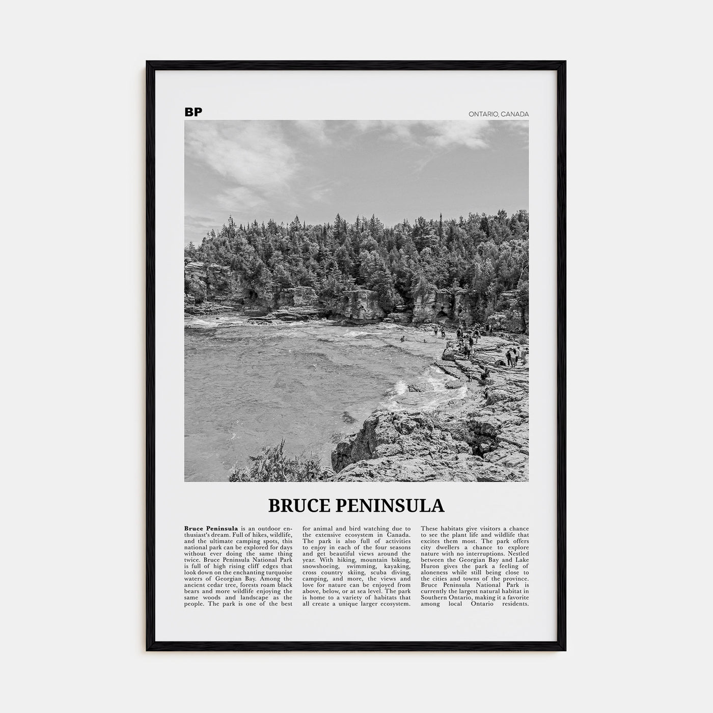 Bruce Peninsula Travel B&W Poster