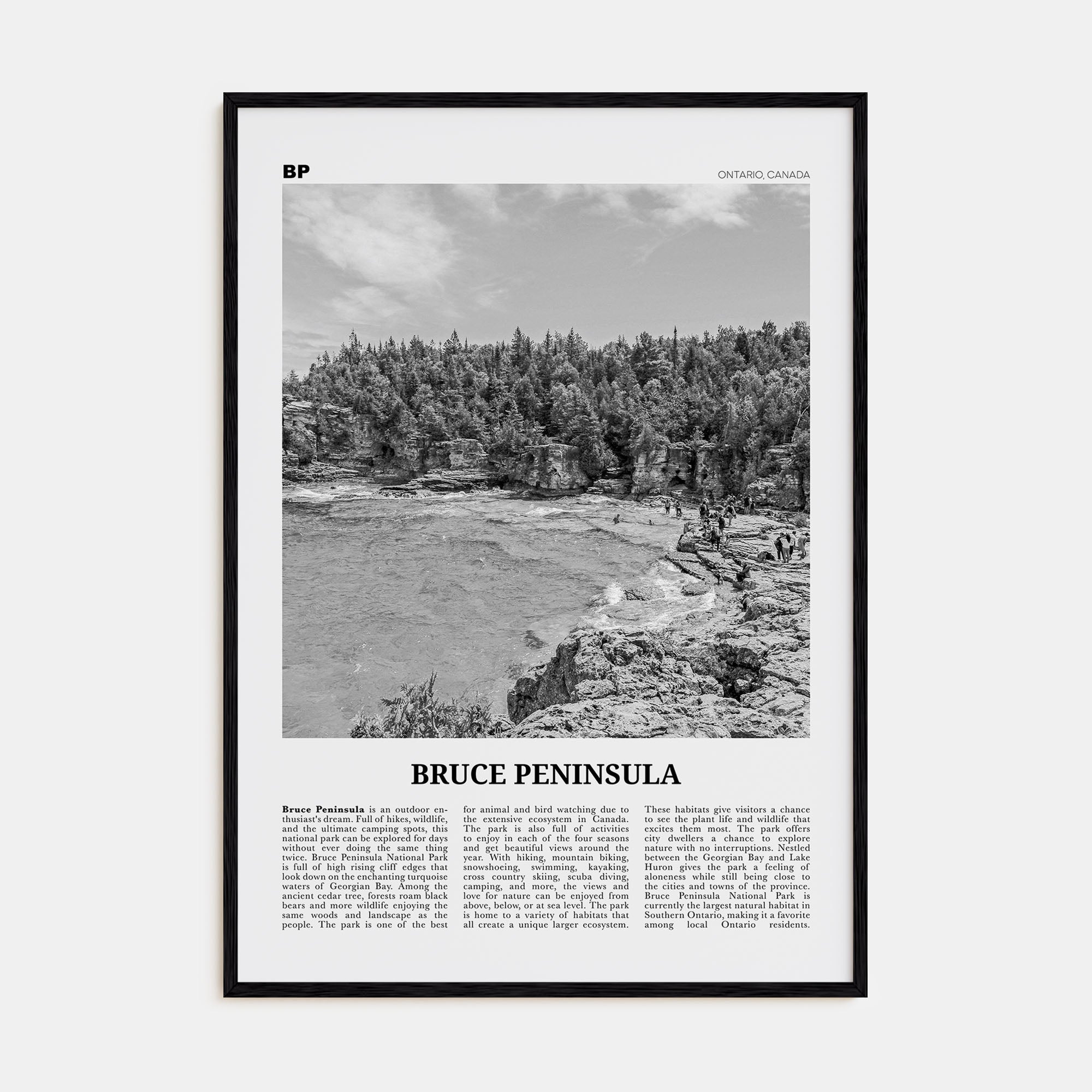 Bruce Peninsula Travel B&W Poster