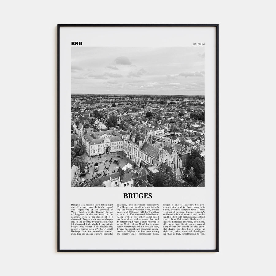 Bruges Travel B&W Poster