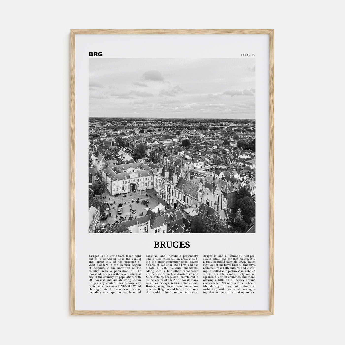 Bruges Travel B&W Poster