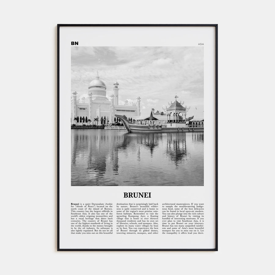 Brunei Travel B&W Poster