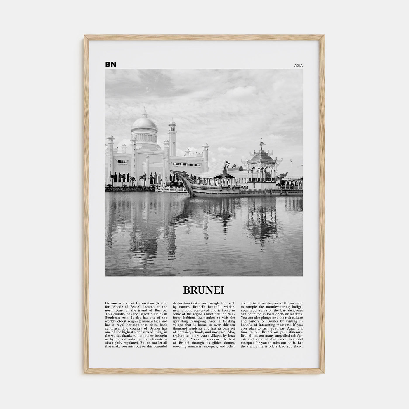 Brunei Travel B&W Poster