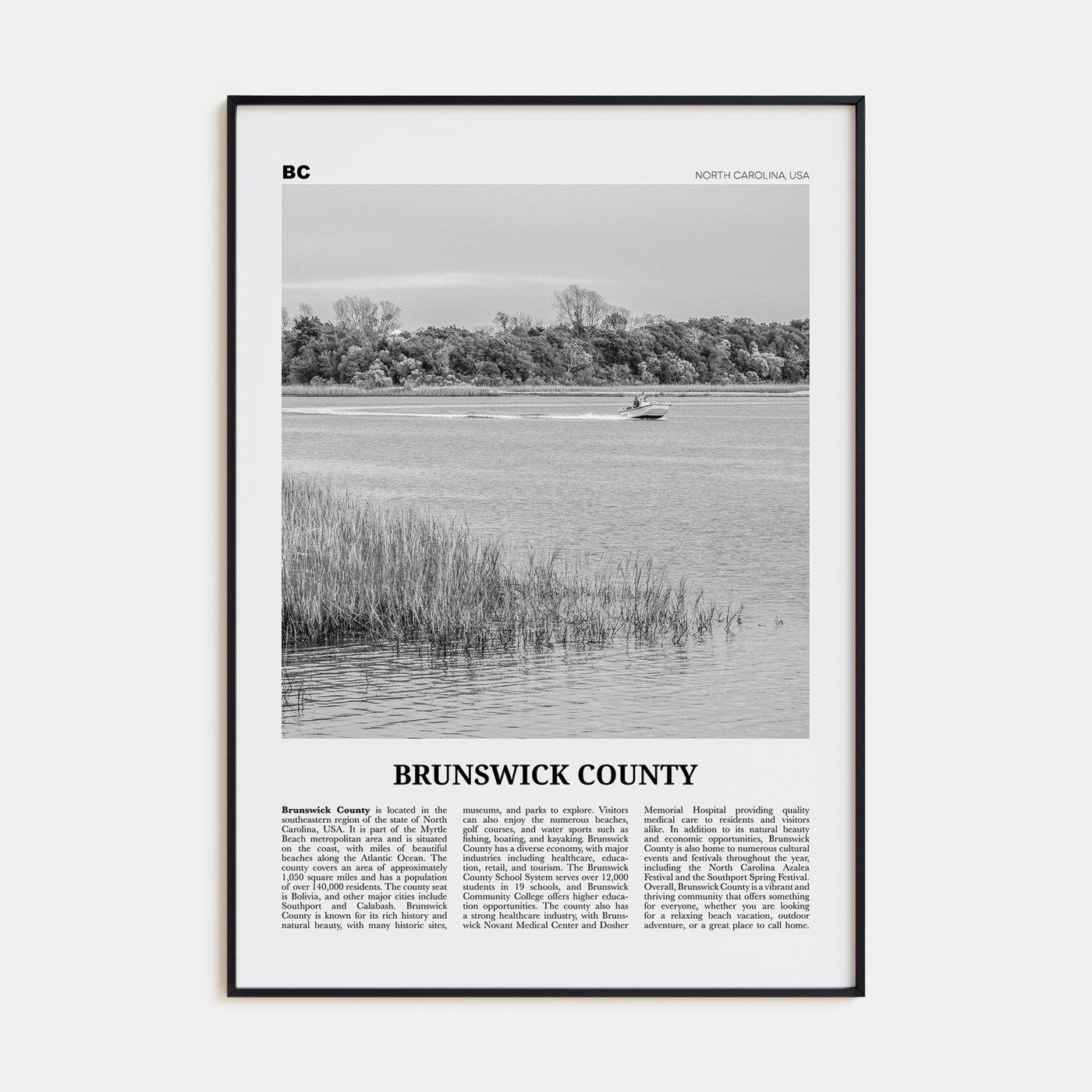 Brunswick County Travel B&W Poster