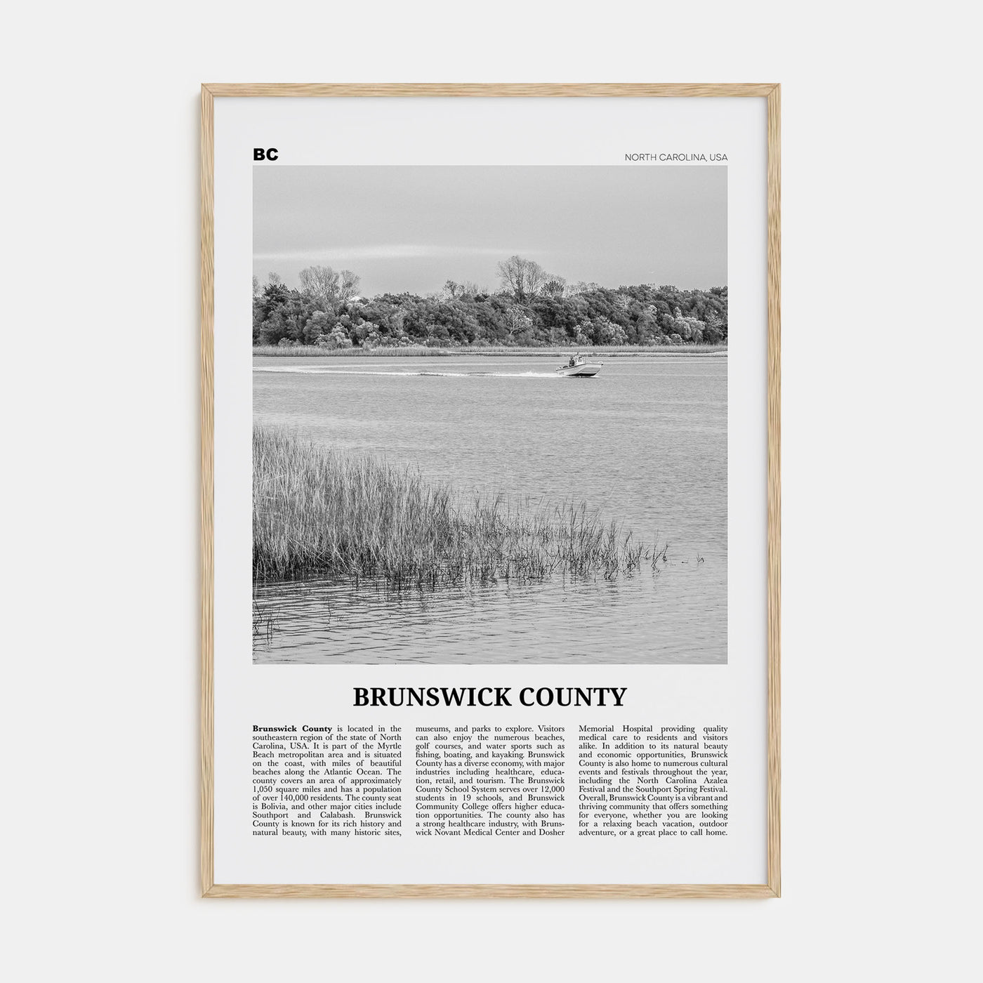 Brunswick County Travel B&W Poster