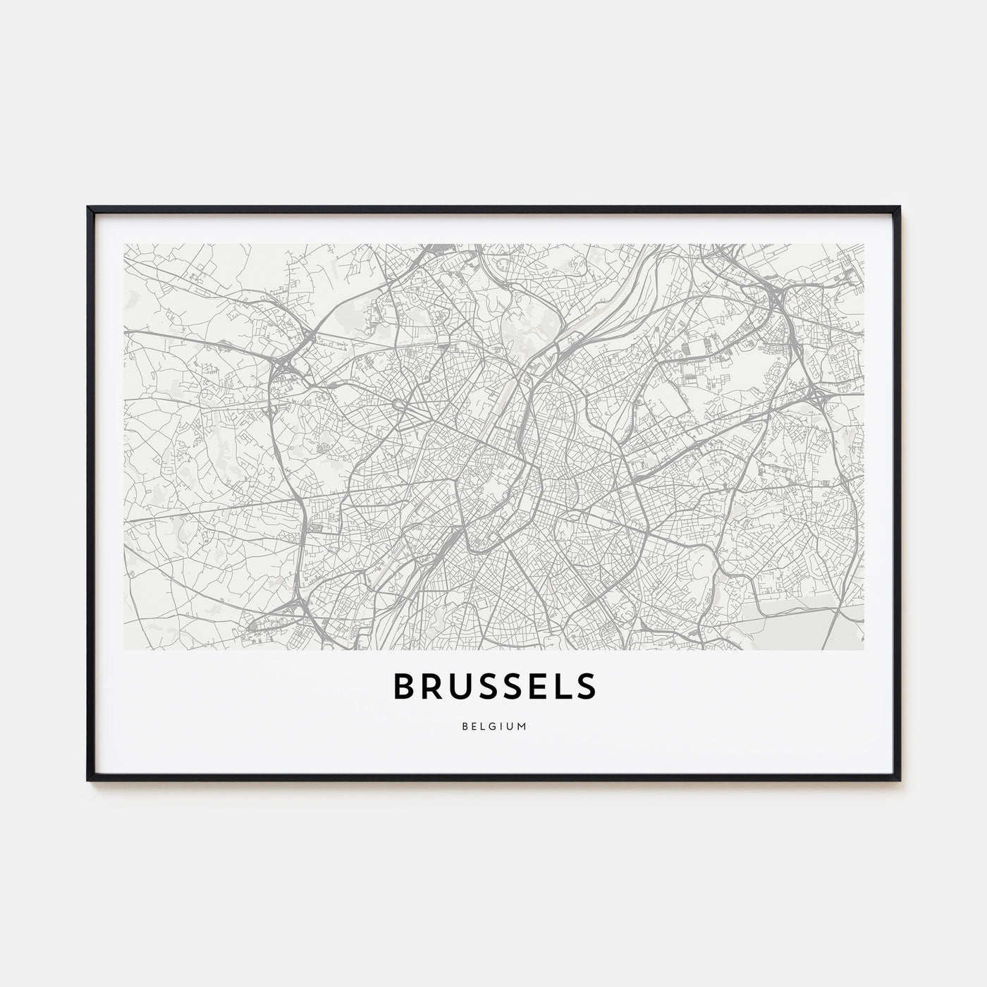 Brussels Map Landscape Poster