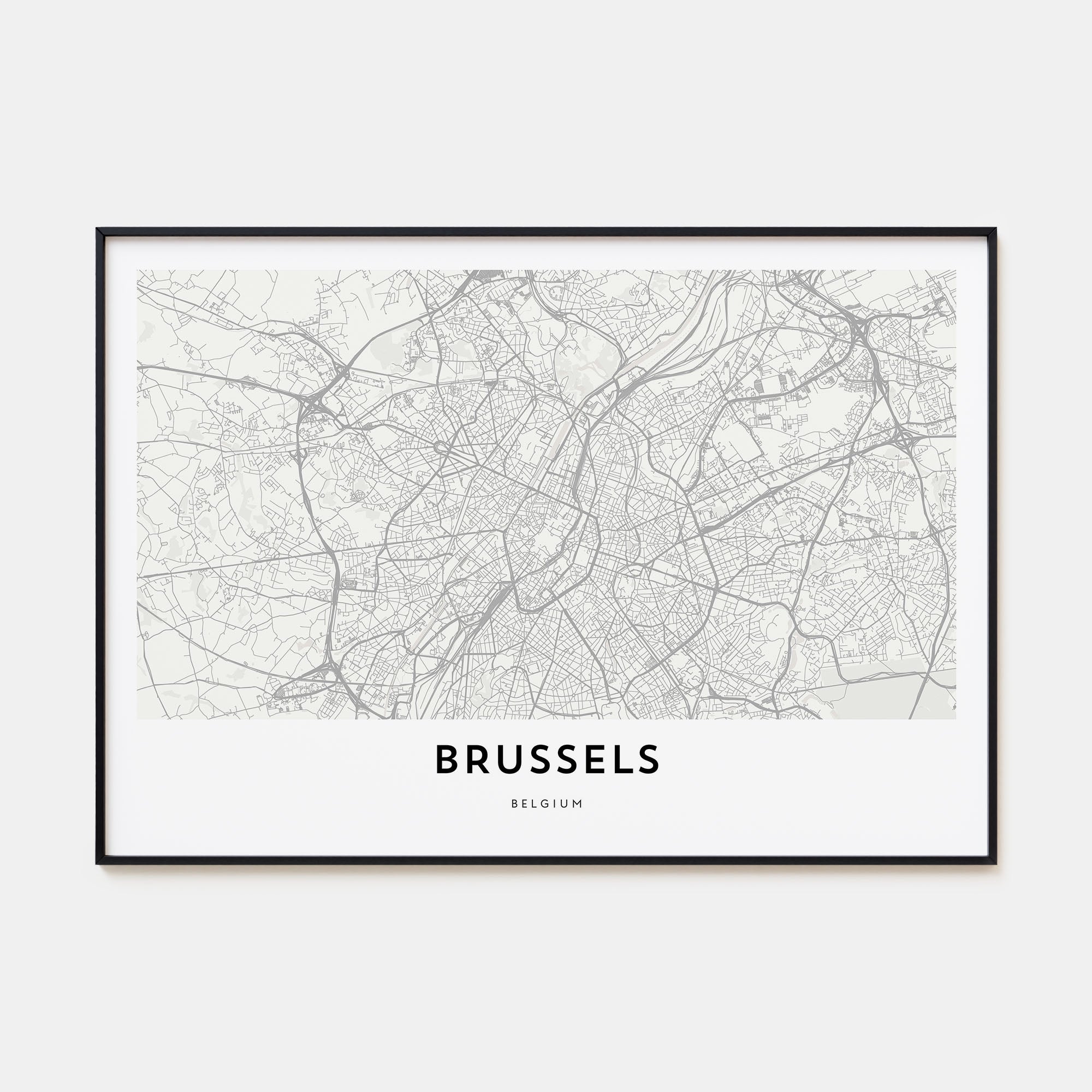 Brussels Map Landscape Poster