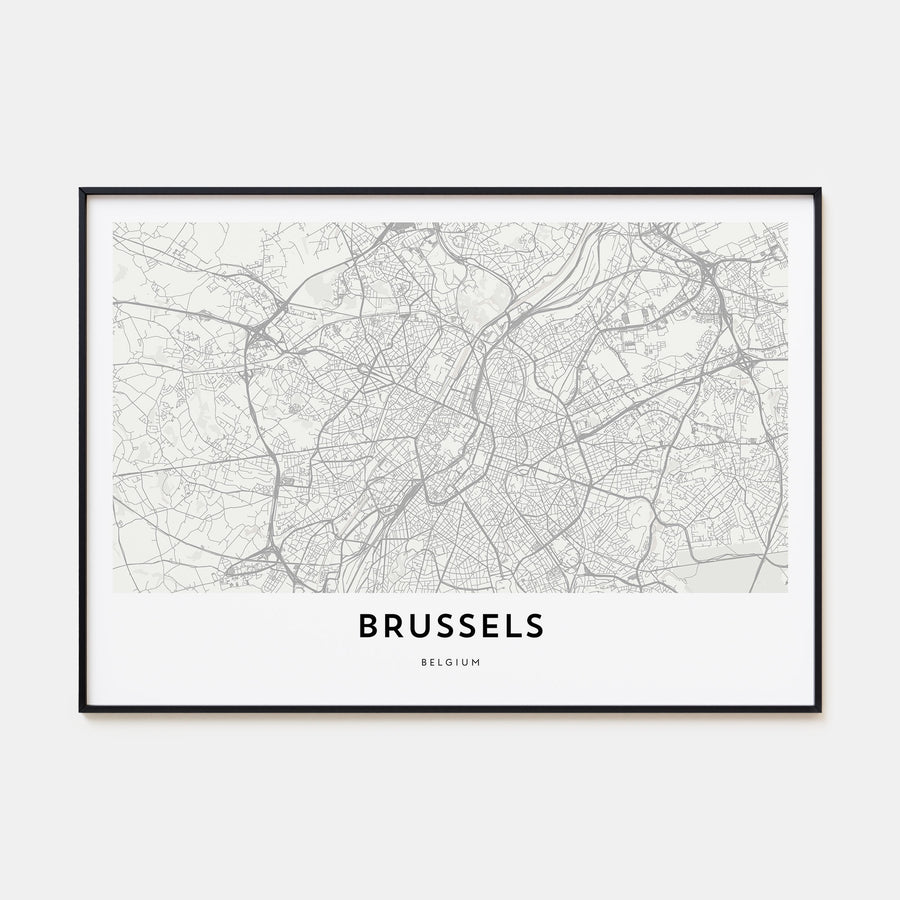 Brussels Map Landscape Poster