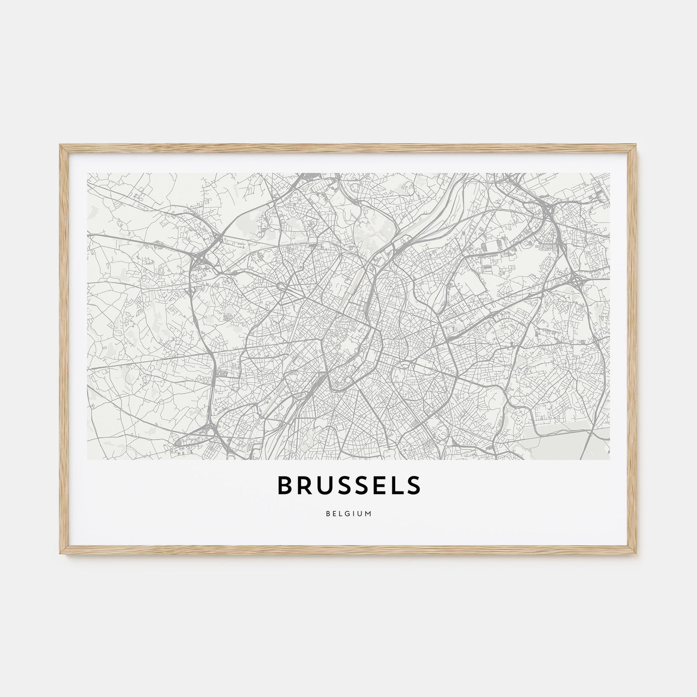Brussels Map Landscape Poster