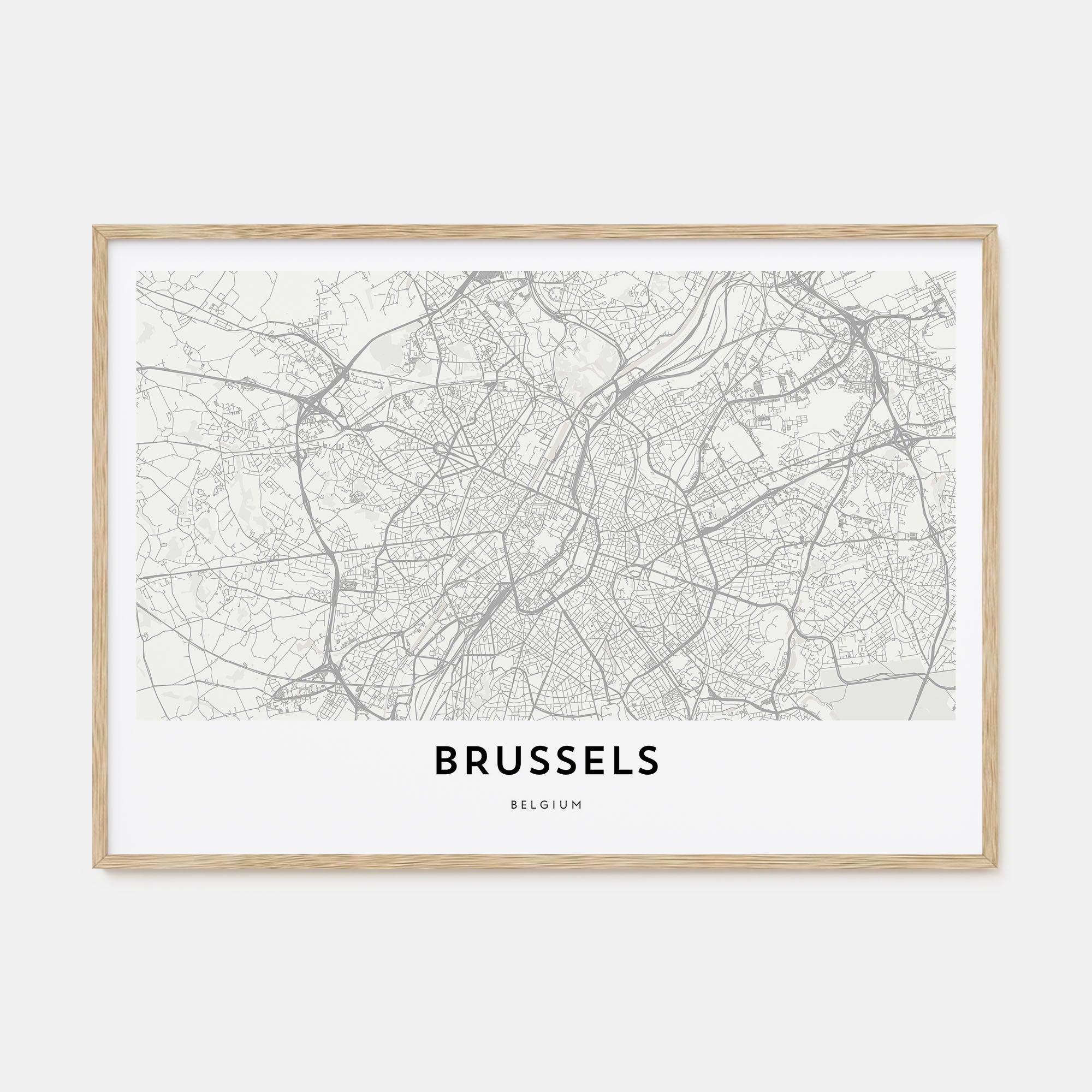 Brussels Map Landscape Poster