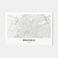 Brussels Map Landscape Poster