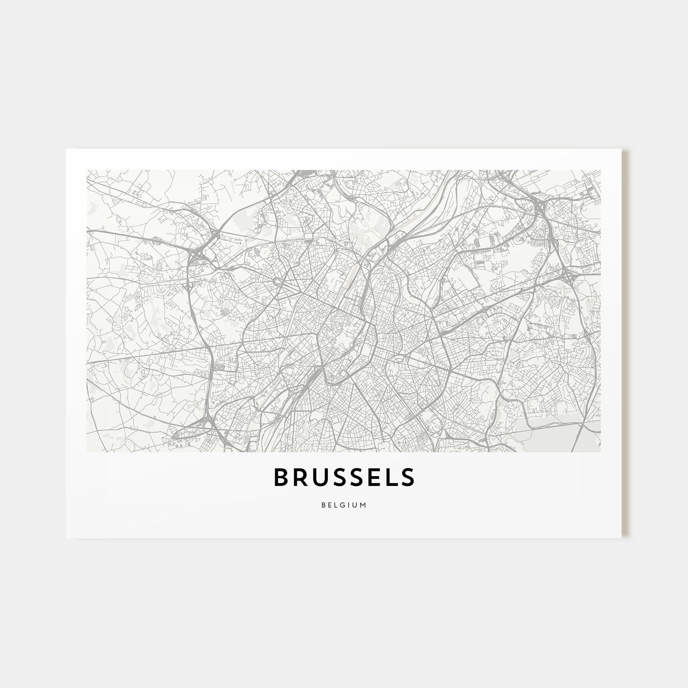 Brussels Map Landscape Poster