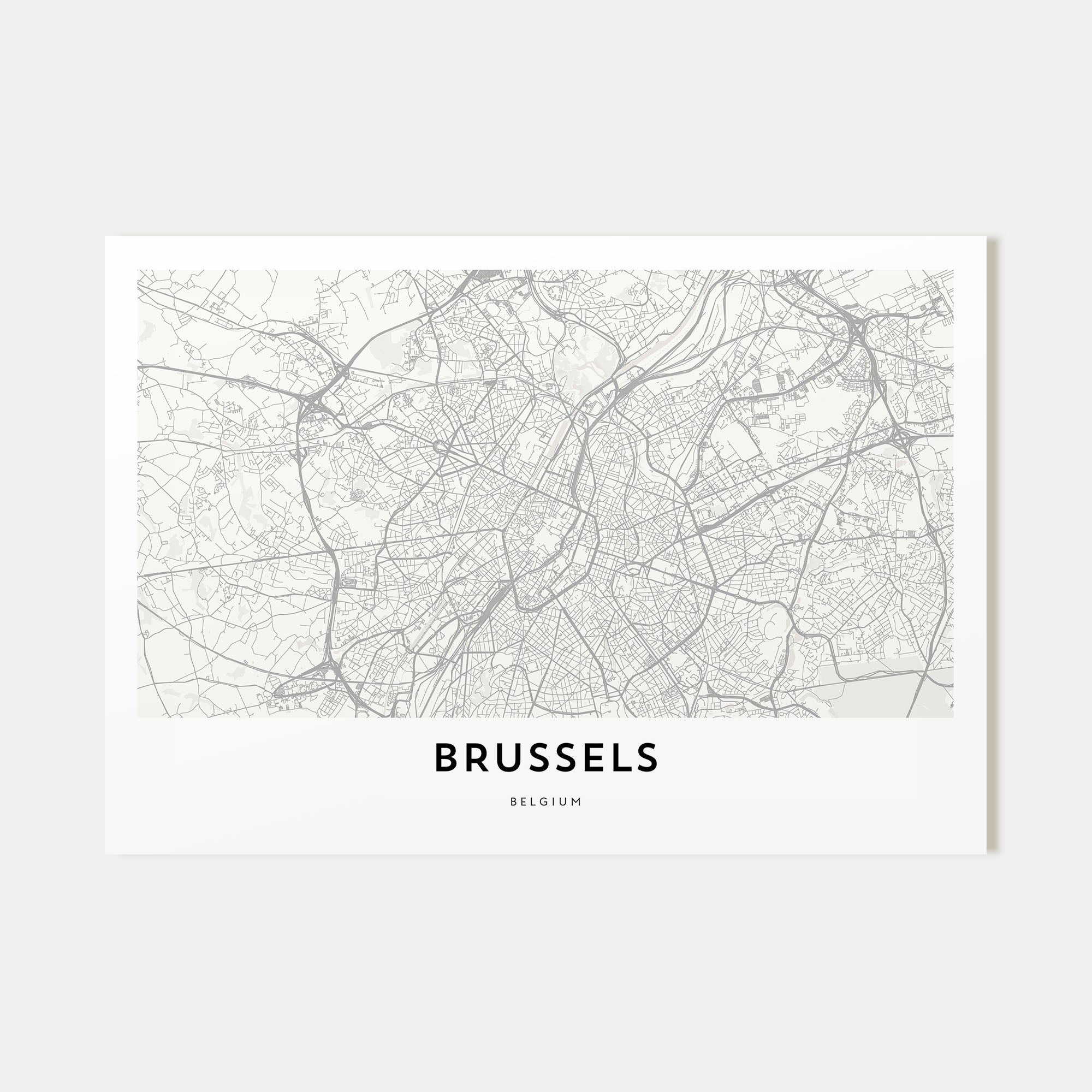 Brussels Map Landscape Poster
