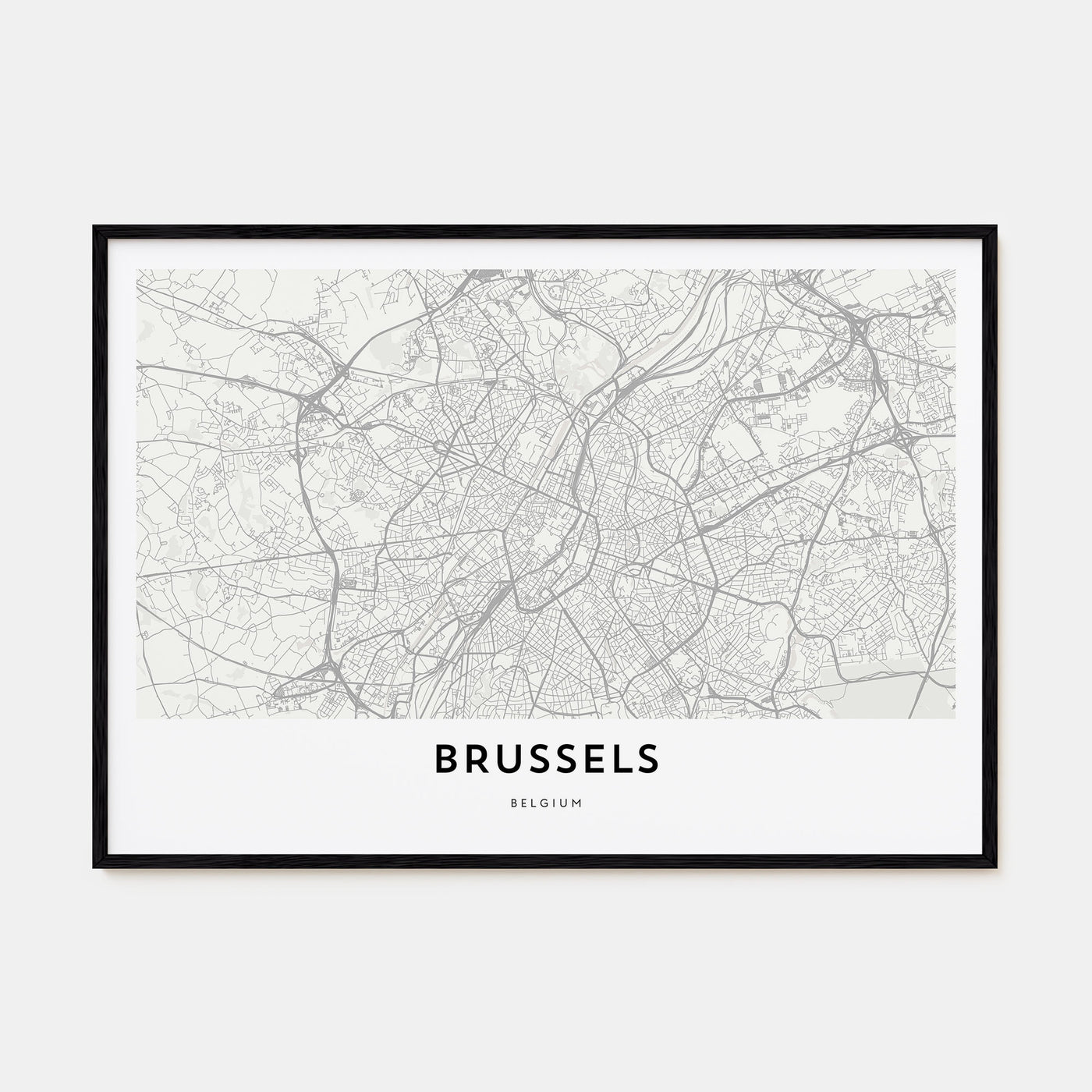 Brussels Map Landscape Poster