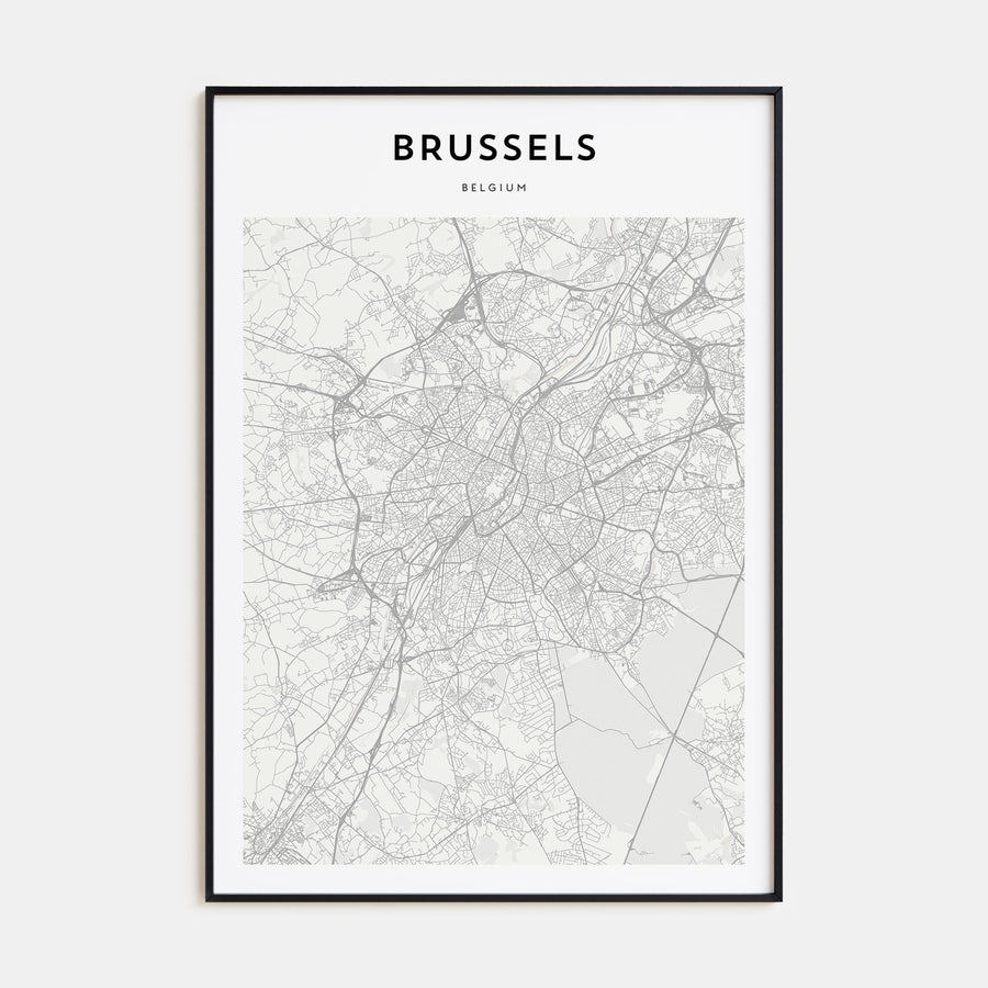 Brussels Map Portrait Poster
