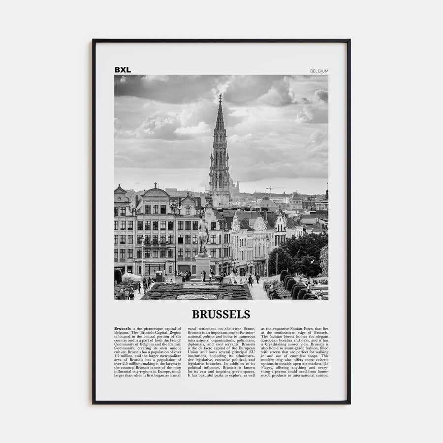 Brussels Travel B&W Poster