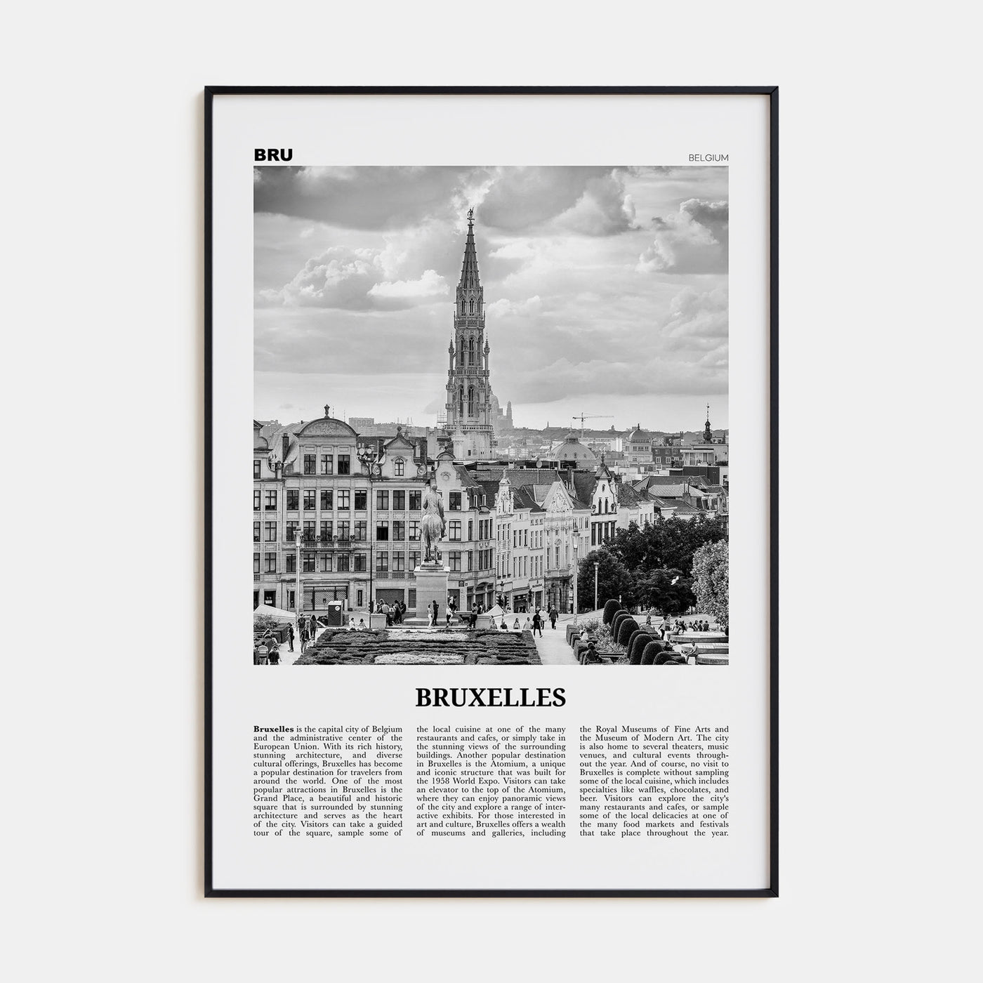 Bruxelles Travel B&W Poster