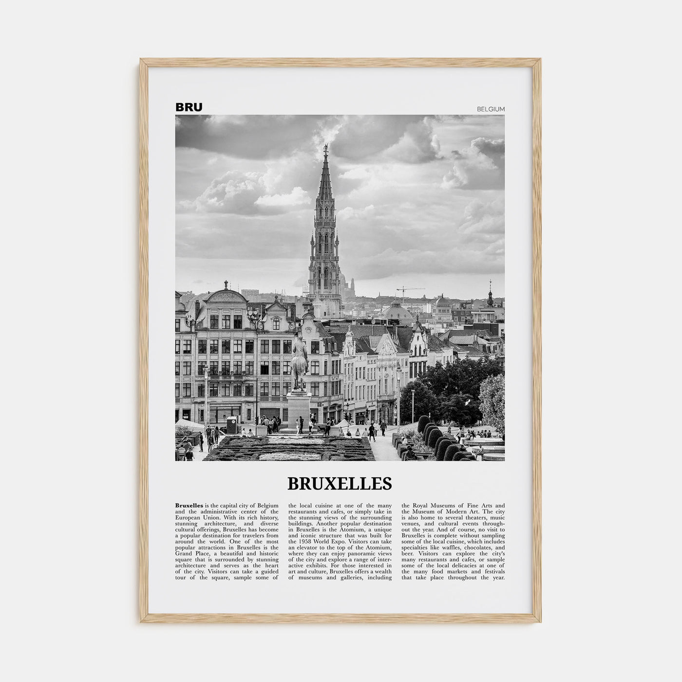 Bruxelles Travel B&W Poster