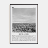 Bryce Canyon National Park Travel B&W Poster