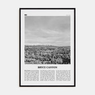 Bryce Canyon National Park Travel B&W Poster