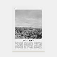 Bryce Canyon National Park Travel B&W Poster