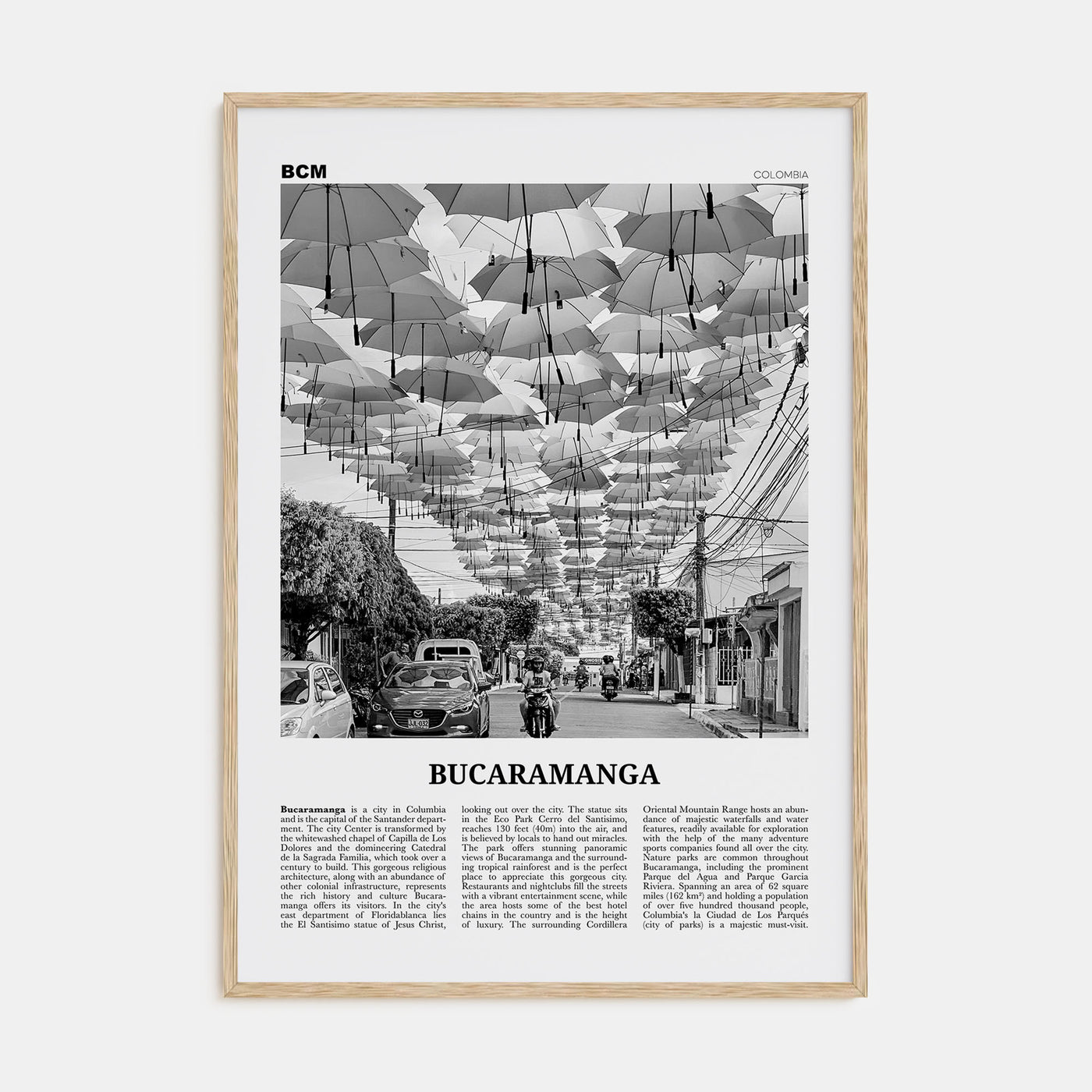 Bucaramanga Travel B&W Poster