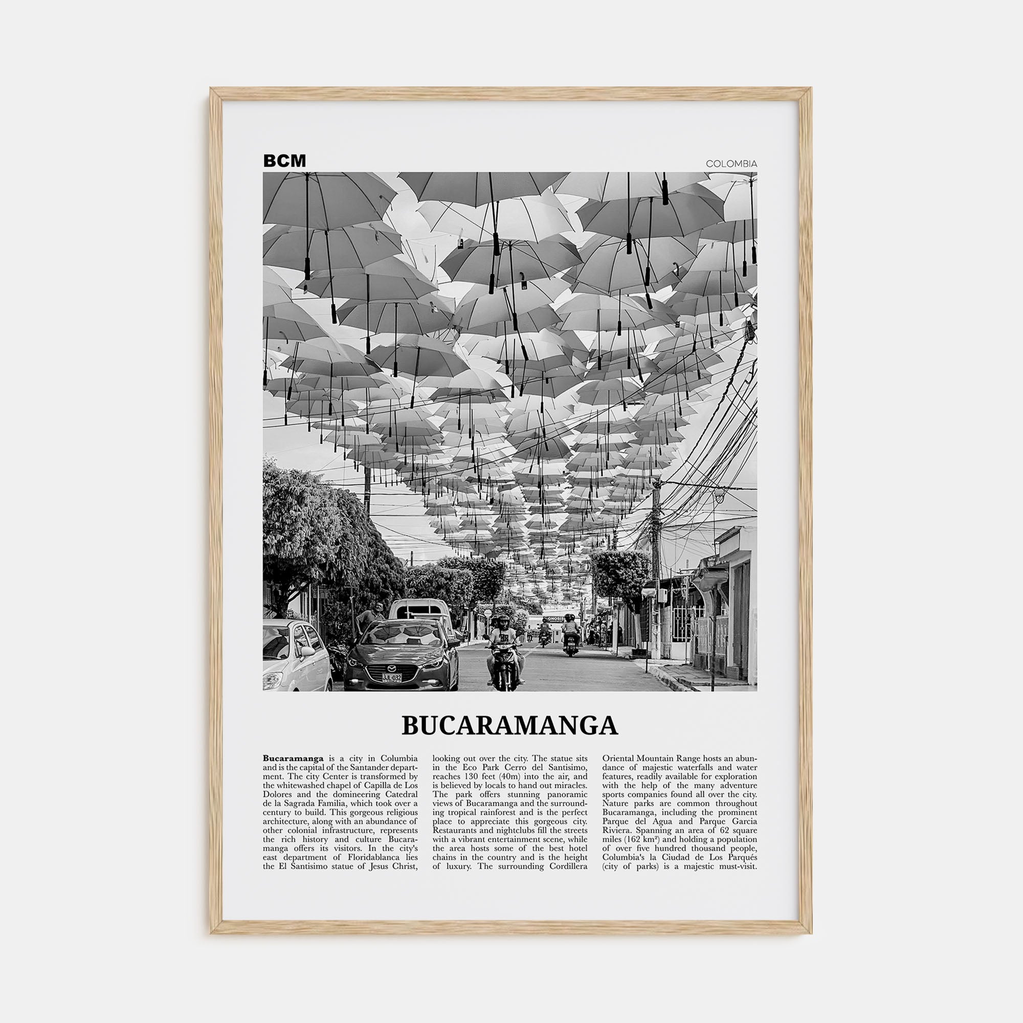 Bucaramanga Travel B&W Poster
