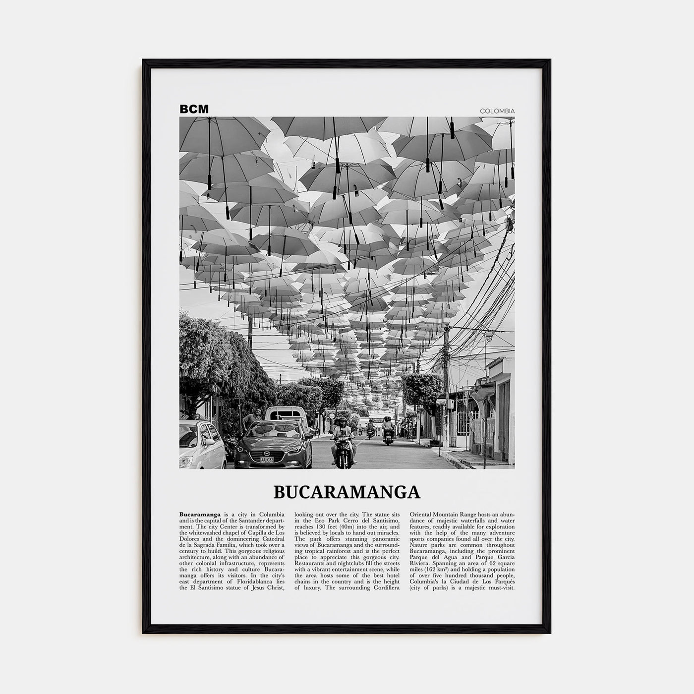 Bucaramanga Travel B&W Poster