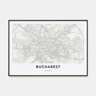 Bucharest Map Landscape Poster
