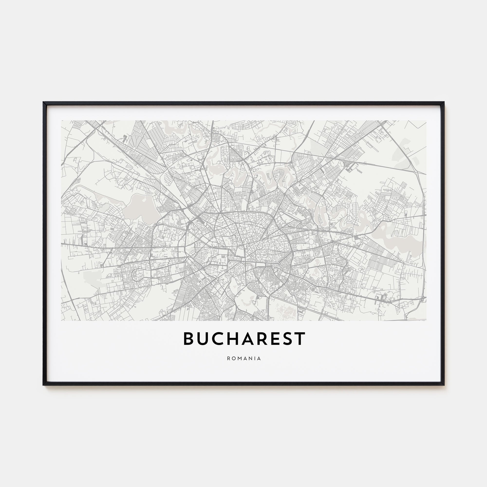 Bucharest Map Landscape Poster