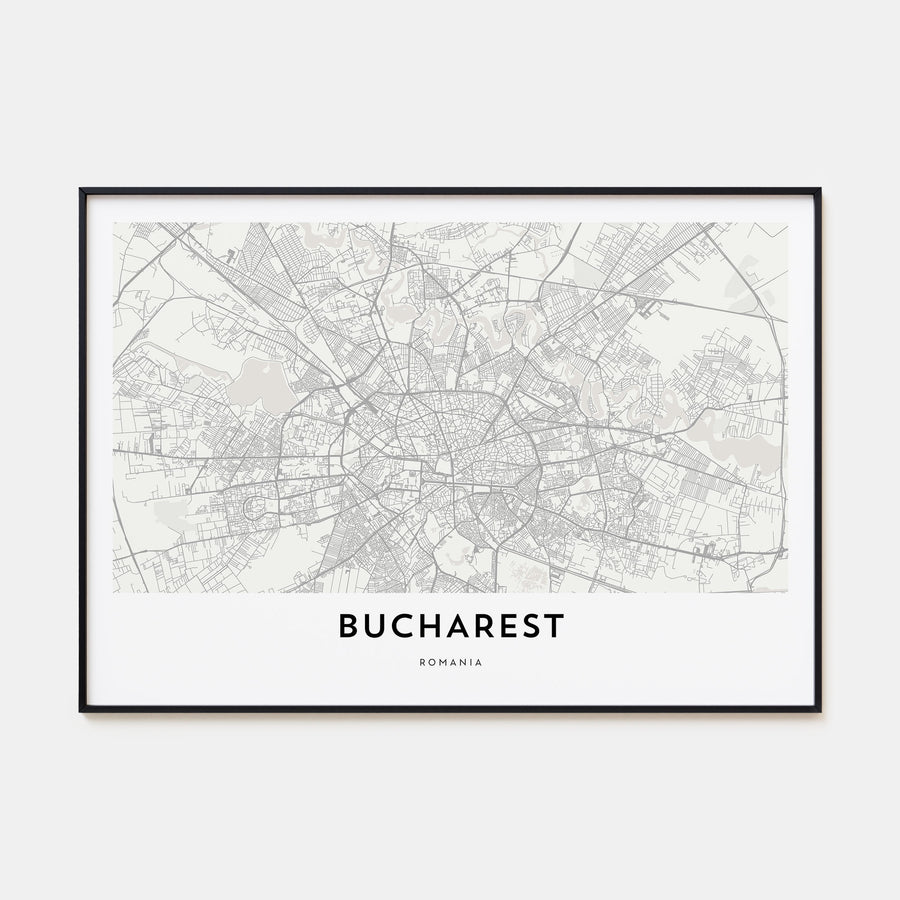 Bucharest Map Landscape Poster
