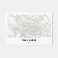 Bucharest Map Landscape Poster