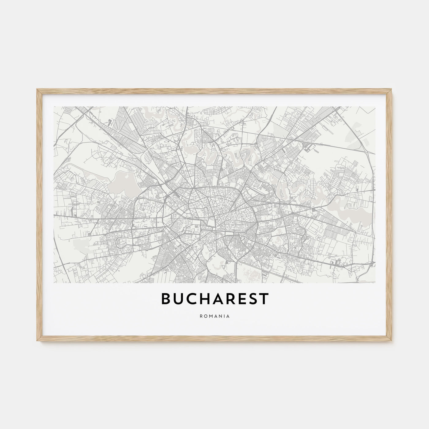 Bucharest Map Landscape Poster