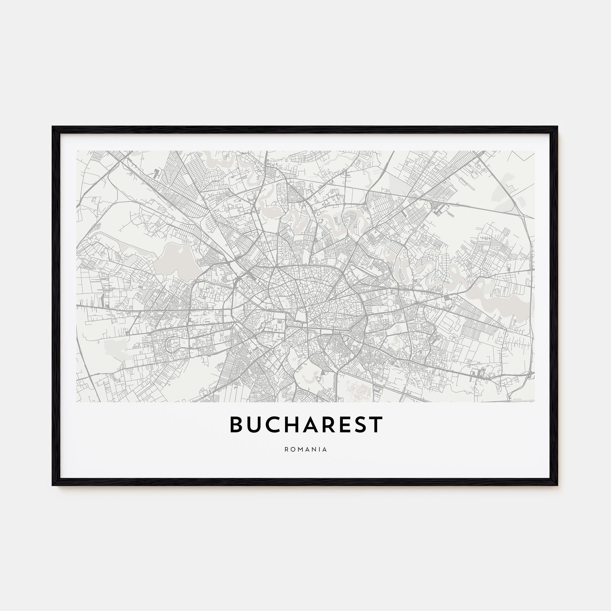 Bucharest Map Landscape Poster