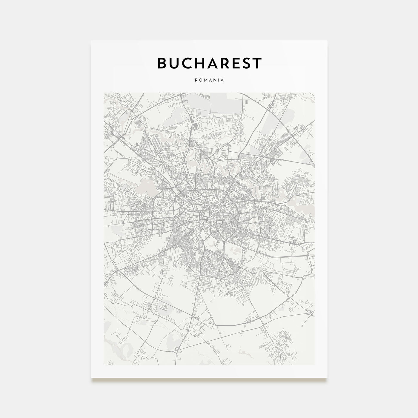 Bucharest Map Portrait Poster