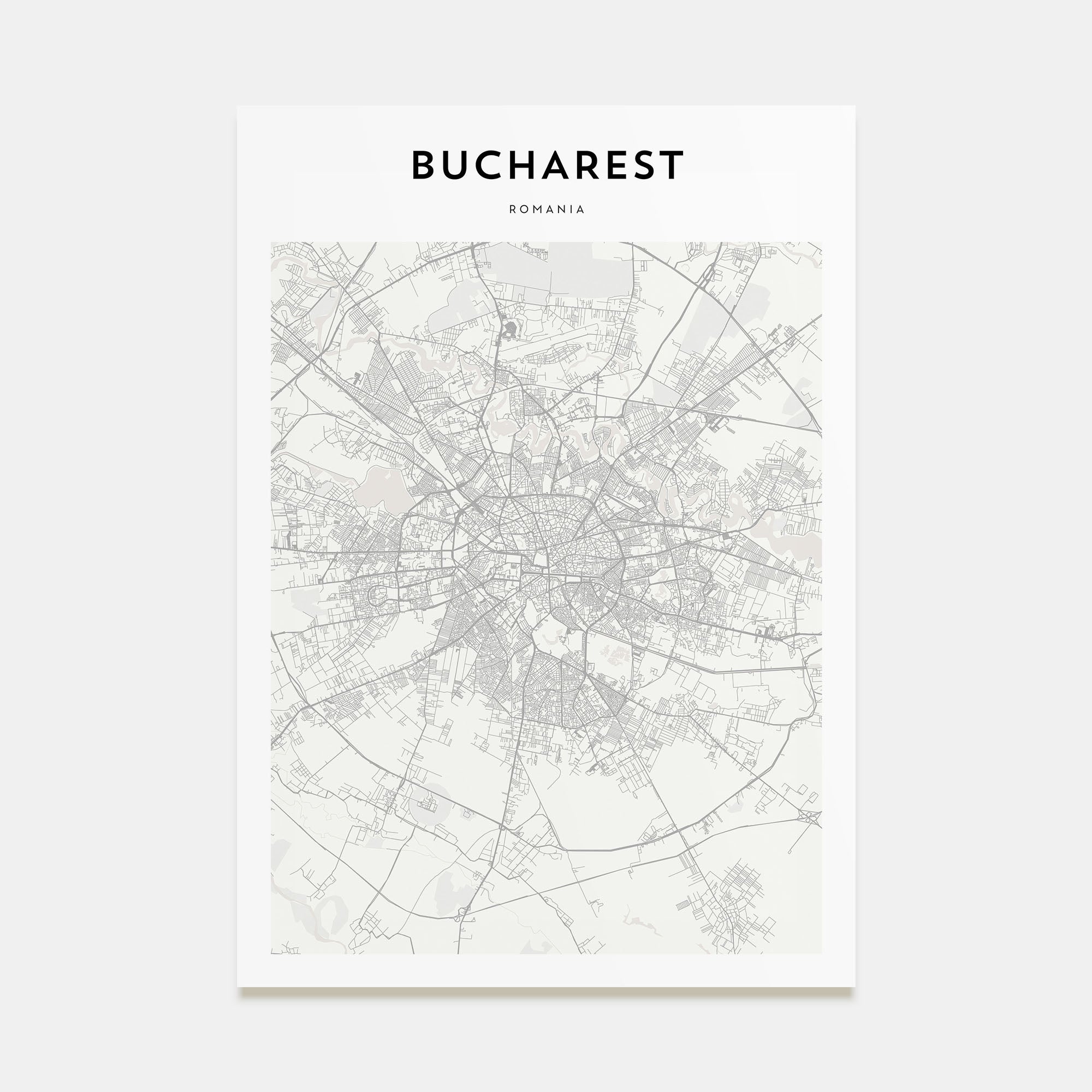 Bucharest Map Portrait Poster