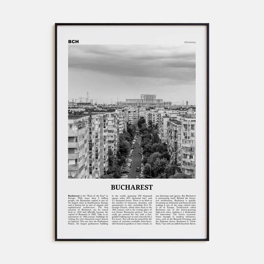 Bucharest Travel B&W No 1 Poster