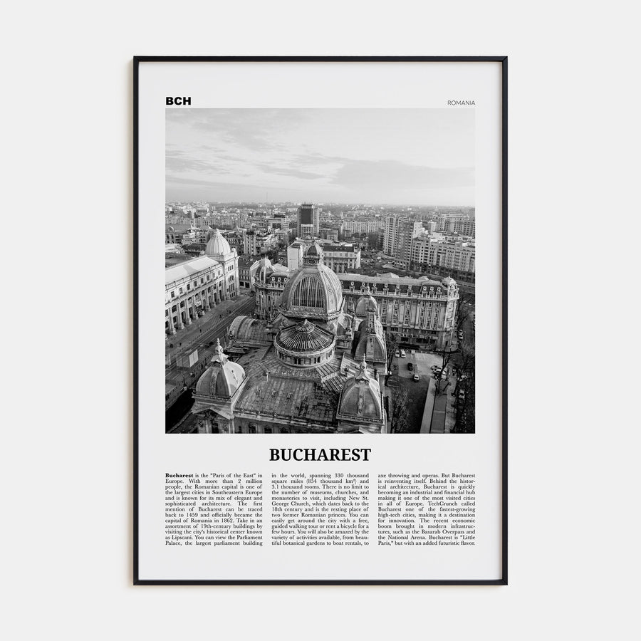 Bucharest Travel B&W No 2 Poster