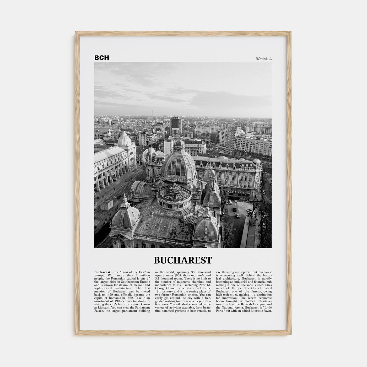Bucharest Travel B&W No 2 Poster