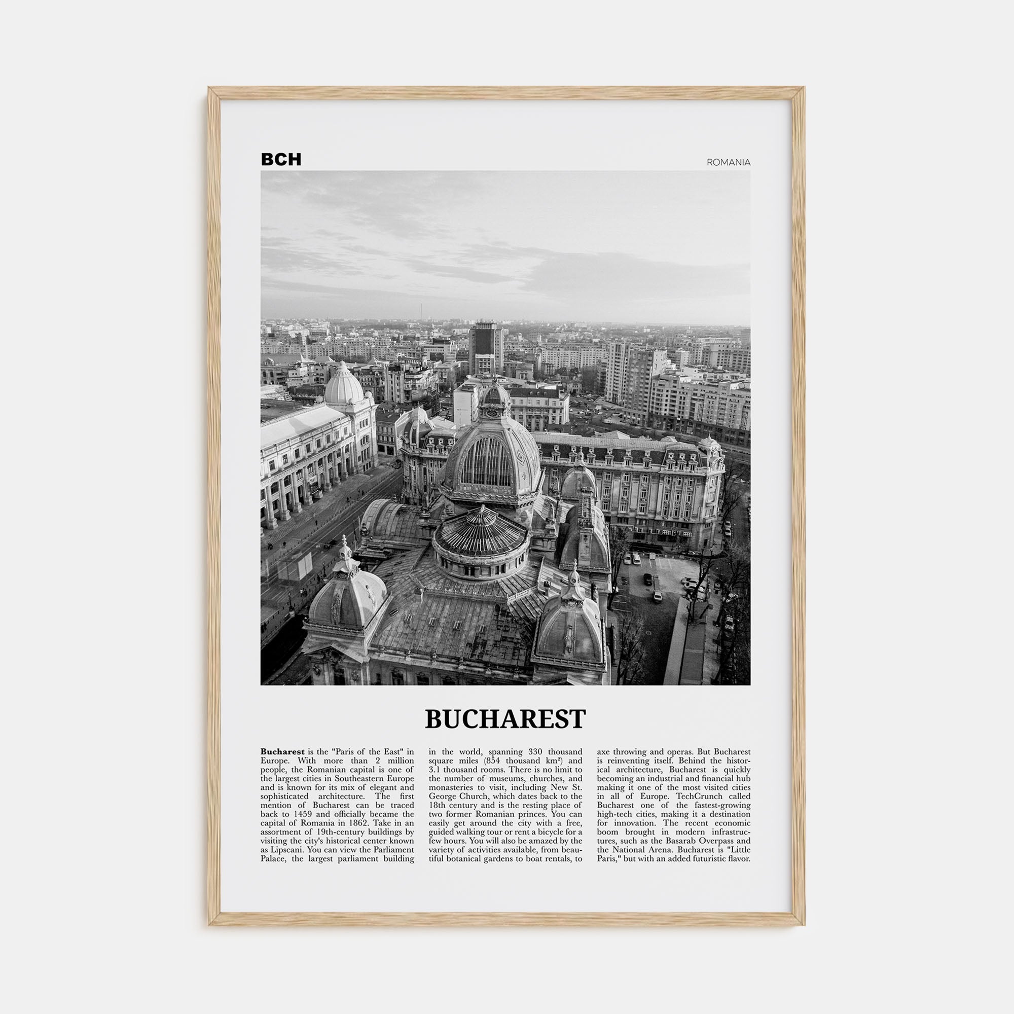 Bucharest Travel B&W No 2 Poster