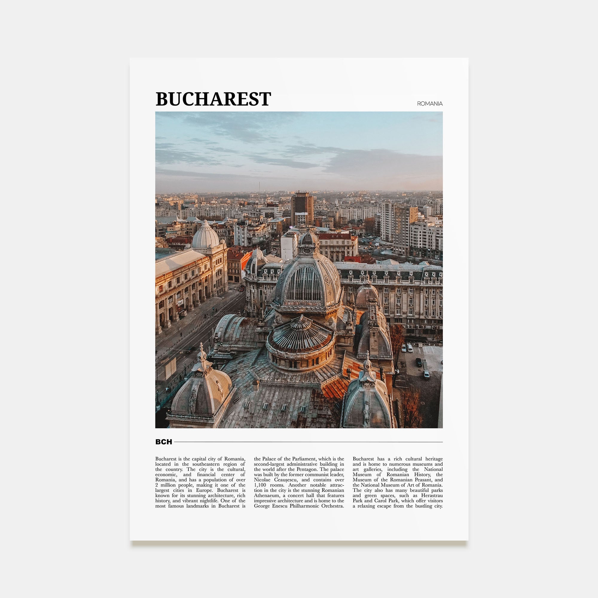 Bucharest Travel Color No 2 Poster