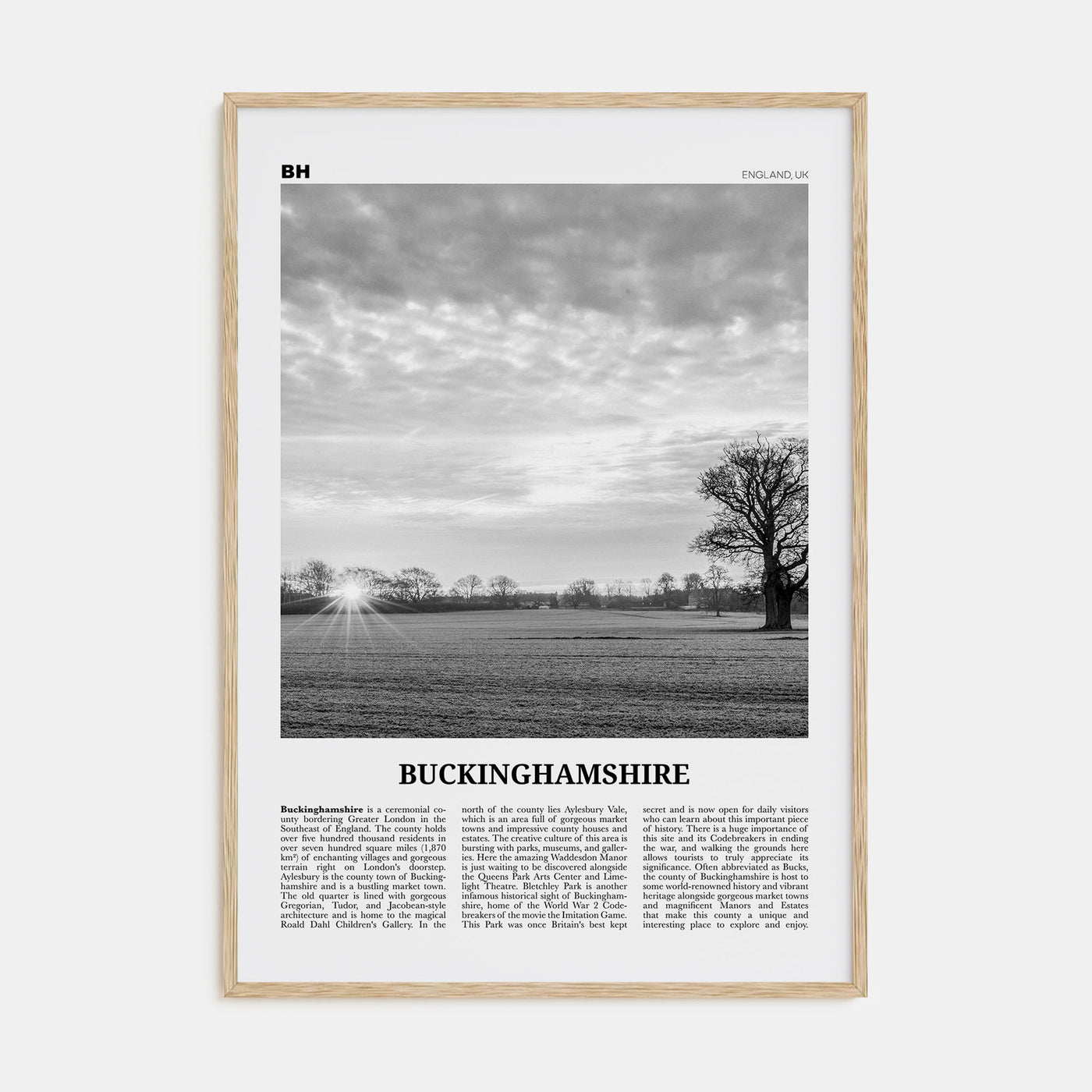 Buckinghamshire Travel B&W Poster