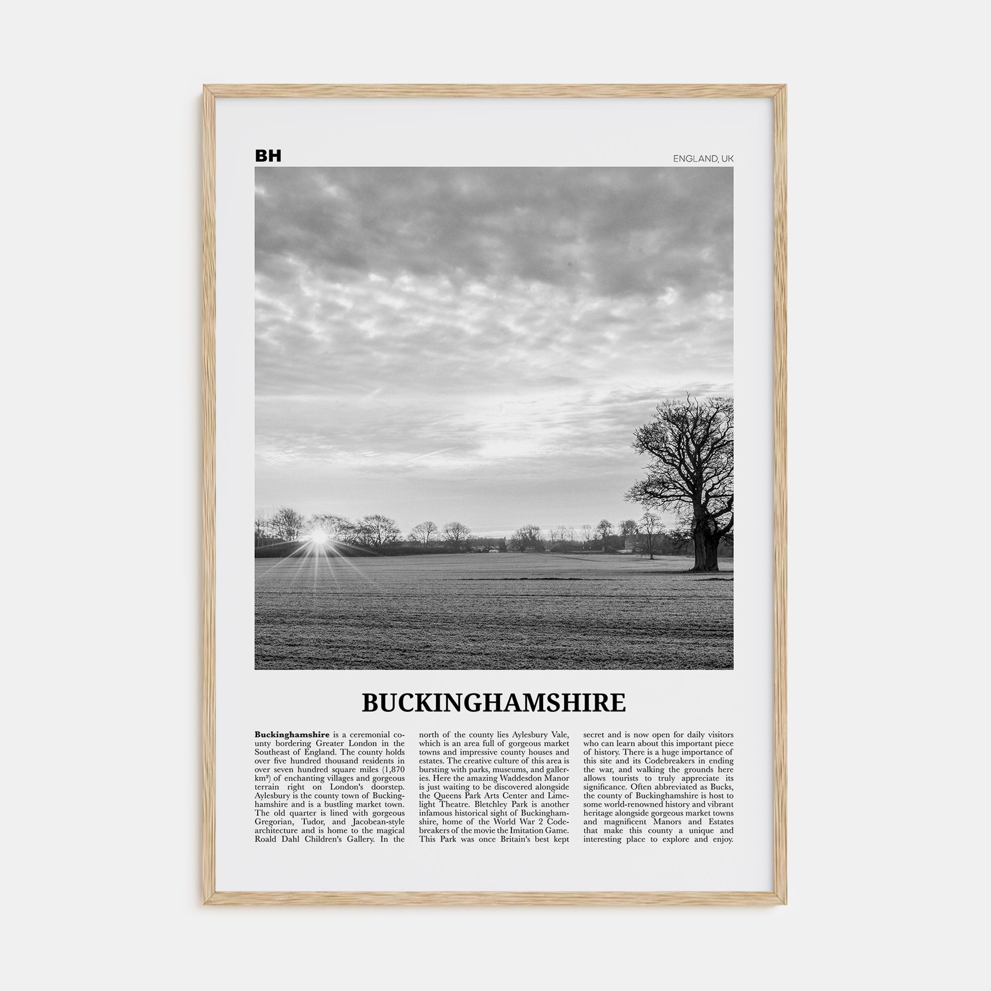 Buckinghamshire Travel B&W Poster