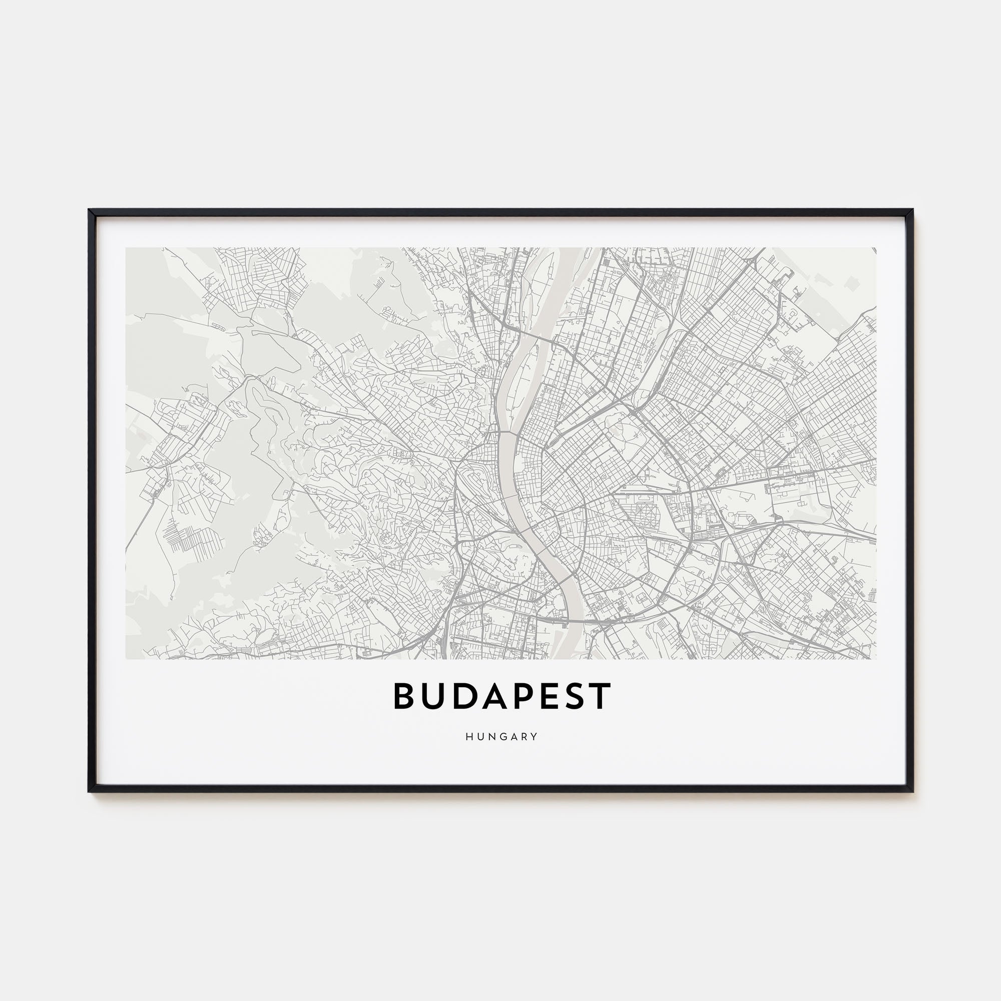 Budapest Map Landscape Poster