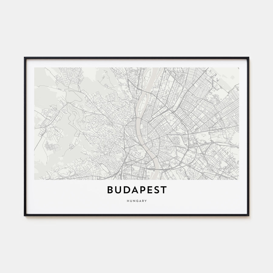 Budapest Map Landscape Poster