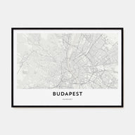 Budapest Map Landscape Poster