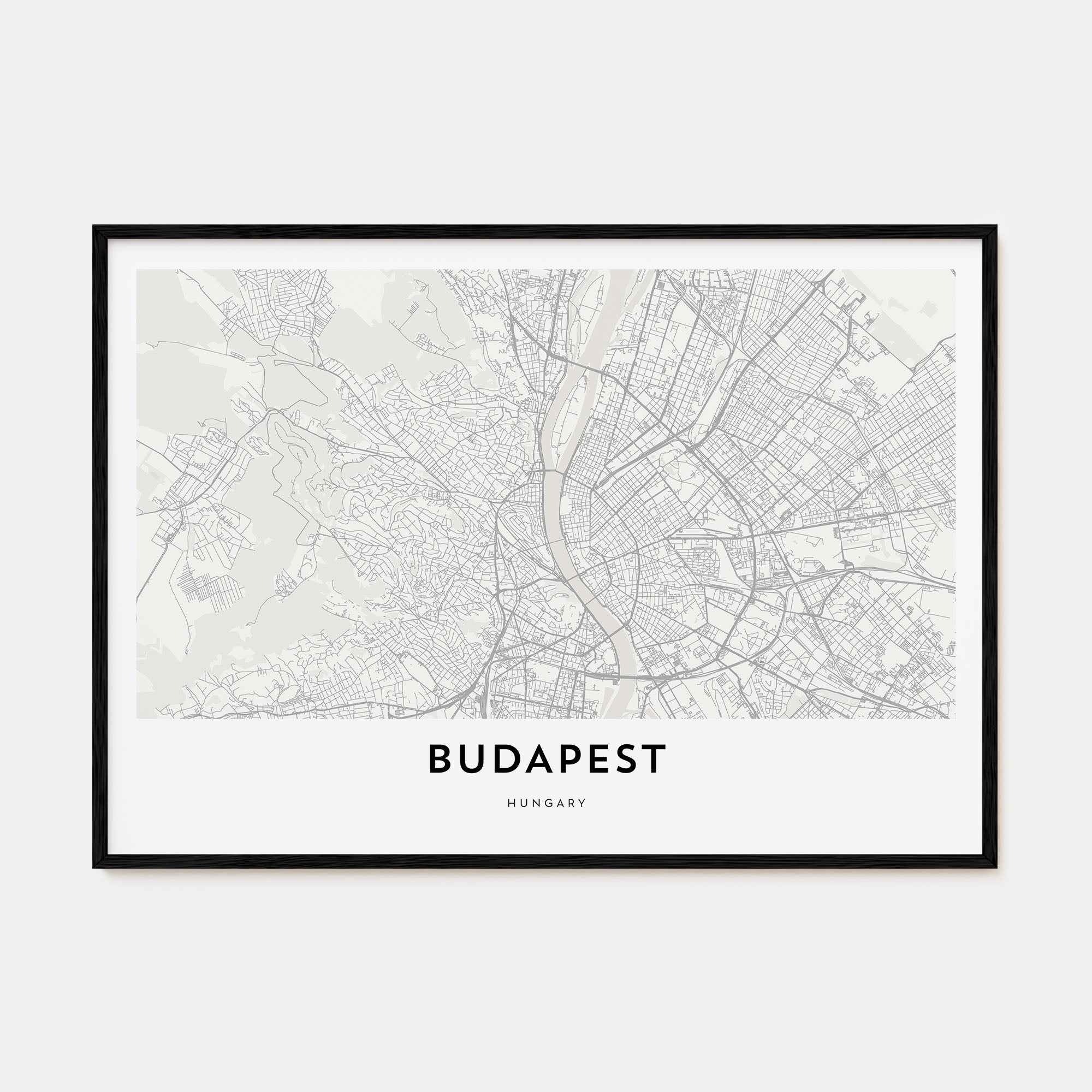 Budapest Map Landscape Poster